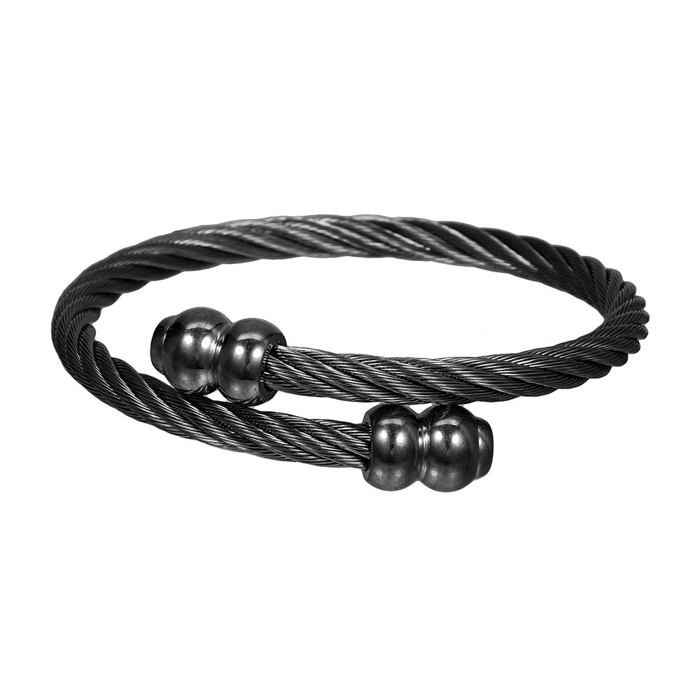 Retro personalized stainless steel wrapped geometric bracelet